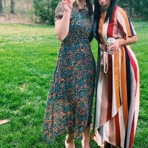 Nasty Gal Teal and Orange Floral Maxi Dress